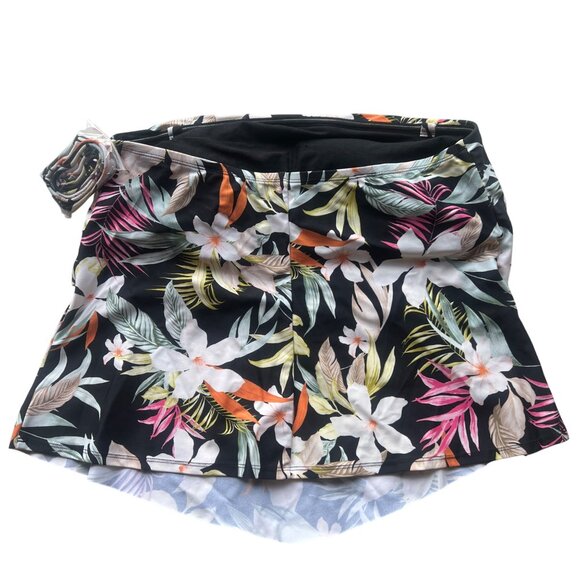Kona Sol Floral Swim Top With Adjustable Straps Black Multicolor Womens Size L - Picture 2 of 8